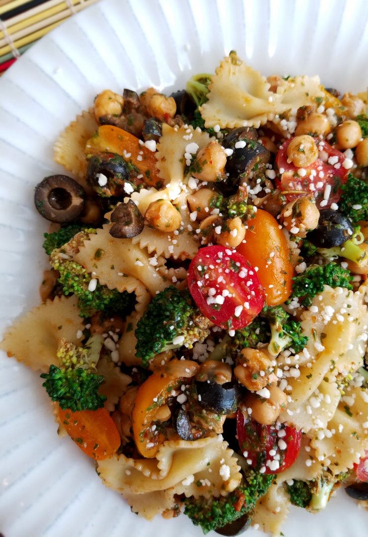 Vegan Broccoli Pasta Salad with Fresh Italian Herb Dressing